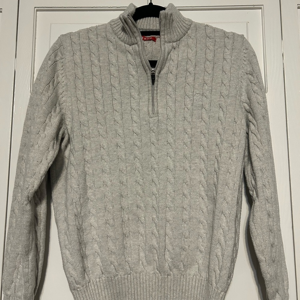 Men's Gray Izod Cable Knit Sweater